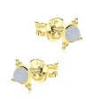 White Quartz Stone Silver Ear Stud STS-5341